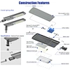 The disassembly diagram of the solar street light structure shows the core components: monocrystalline silicon solar panel, patented pro-double MPPT controller, AL6063 die-cast aluminum body, and high-lumen SMD 5050 LED chip.